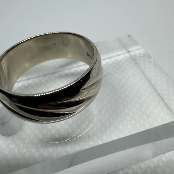 Mens Vintage Estate 14K White Gold Wed Lok Wedding Band Ring, 8g Size 9